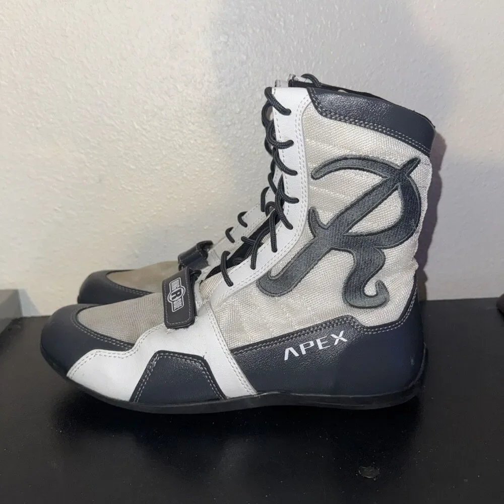 Ringside Apex Elite Shoe Hi-Top Boxing Shoes Boots White Green Gray Size 11